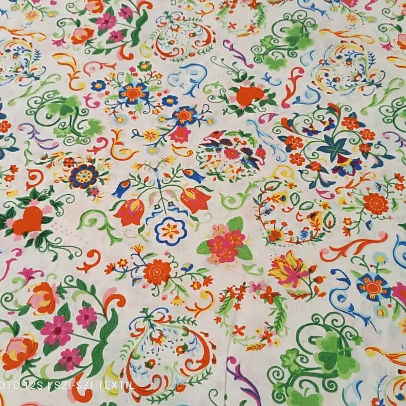Pamutvászon színes virágos