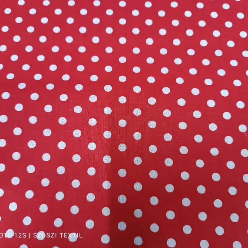 Pamutvászon piros pöttyös