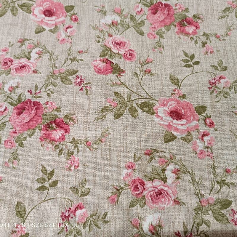 Loneta vászon  retro rózsás