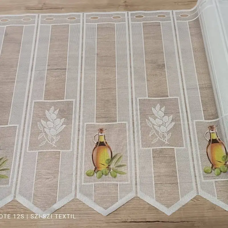 Vitrázs függöny 60cm jacquard, olívaolaj minta