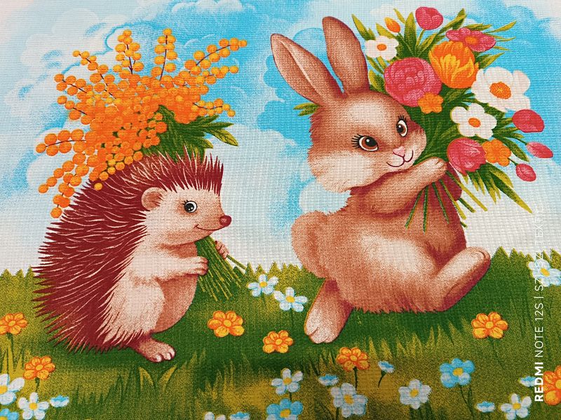 Darázsanyag süni-nyuszi mintával