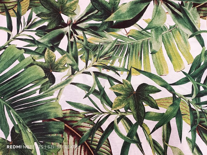 Loneta vászon nagy levél mintás