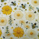 Pamutvászon méhecske virággal