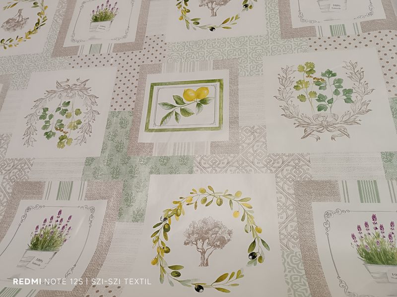 Viaszos vászon asztalterítő citrom-olíva-levendula